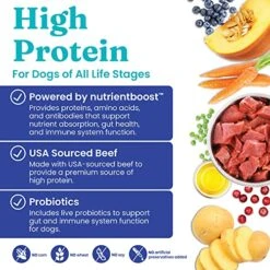 Solid Gold Dry Dog Food W/Nutrientboost For Adult & Senior Dogs - Made With Real Beef, Egg, And Pea - Barking At The Moon High Protein Dog Food For Energy, Digestive And Immune Support - 3.75 LB Bag