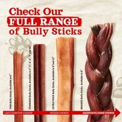 Natural Farm Odor-Free Bully Sticks (6 Inch, 25 Pack), 1.3 Lb. Bag, Fully Digestible 100% Beef Pizzle Chews, Grass-Fed, Non-GMO, Grain-Free, Natural Long-Lasting Chews For Small & Large Dogs -Zoomie Shop 51wX13XStqL