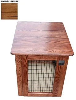 Wooden Dog Crate Furniture End Table Bed In Different Stain Colors (Michael's Cherry, Large)