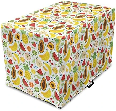 Lunarable Tropical Dog Crate Cover, Colorful Cartoon Fruits Papaya Banana And Pineapple Ornamental Exotic Food Design, Easy To Use Pet Kennel Cover For Small Dogs Puppies Kittens, 42 Inch, Multicolor 12 Lunarable Tropical Dog Crate Cover, Colorful Cartoon Fruits Papaya Banana And Pineapple Ornamental Exotic Food Design, Easy To Use Pet Kennel Cover For Small Dogs Puppies Kittens, 42 Inch, Multicolor - Image 12