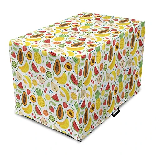 Lunarable Tropical Dog Crate Cover, Colorful Cartoon Fruits Papaya Banana And Pineapple Ornamental Exotic Food Design, Easy To Use Pet Kennel Cover For Small Dogs Puppies Kittens, 42 Inch, Multicolor 1 Lunarable Tropical Dog Crate Cover, Colorful Cartoon Fruits Papaya Banana And Pineapple Ornamental Exotic Food Design, Easy To Use Pet Kennel Cover For Small Dogs Puppies Kittens, 42 Inch, Multicolor