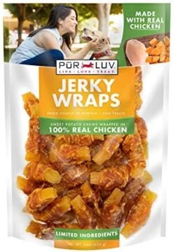 Pur Luv Chicken And Sweet Potato Jerky Wraps, Rawhide Free, Made With Real Chicken And Sweet Potato, Healthy, Easily Digestible, Long Lasting, And High Protein Dog Treat, 16 Oz, Brown -Zoomie Shop 51wl0rNZ3bL. AC