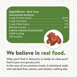 Mclovin's Pet Freeze Dried Dog & Cat Treats, Beef Liver, Healthy, Natural, Grass Fed, High Protein, Single Ingredient, 14 Oz, Grain-Free, Gluten-Free, Nutritious Snacks,Training, Rewarding -Zoomie Shop 51x4ycje94L
