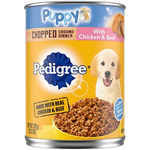 PEDIGREE CHOPPED GROUND DINNER Puppy Canned Soft Wet Dog Food With Chicken & Beef, 13.2 Oz. Cans (Pack Of 12) 1 PEDIGREE CHOPPED GROUND DINNER Puppy Canned Soft Wet Dog Food With Chicken & Beef, 13.2 Oz. Cans (Pack Of 12)
