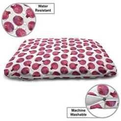 Ambesonne Fruit Pet Bed, Watercolor Style Pomegranates Exotic Food Vegan Themed Composition Print, Chew Resistant Pad For Dogs And Cats Cushion With Removable Cover, 24" X 39", Dark Coral Dried Rose -Zoomie Shop 51xD6H9GGRL
