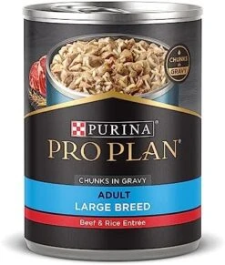 Purina Pro Plan Gravy Wet Dog Food For Large Dogs, Large Breed Beef And Rice Entree - (12) 13 Oz. Cans -Zoomie Shop 51xIg3KG6GL. AC