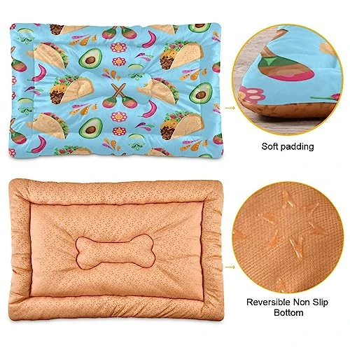 Dog Bed Mat Soft Comfortable Anti-Slip Bottom Pet Mat Washable Cat Kennel Crate Pad For Small Medium Large Pets 24x36in Repeat Pattern Mexican Food 2 Dog Bed Mat Soft Comfortable Anti-Slip Bottom Pet Mat Washable Cat Kennel Crate Pad For Small Medium Large Pets 24x36in Repeat Pattern Mexican Food - Image 2