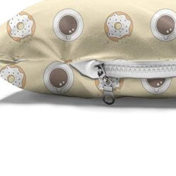 Ambesonne Food Pet Bed, Pastel Tone Design Of Coffee Cups And Bitten Donuts Illustration, Chew Resistant Pad For Dogs And Cats Cushion With Removable Cover, 24" X 39", Champagne Cocoa -Zoomie Shop 51xygectO1L