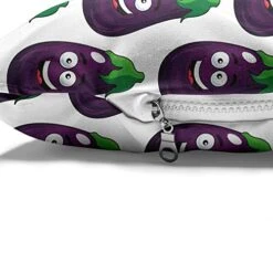 Ambesonne Farming Pet Bed, Funny Eggplants Smiling Cheerful Faces Organic Food Cook Theme Cartoon, Chew Resistant Pad For Dogs And Cats Cushion With Removable Cover, 24" X 39", Dark Purple And Green -Zoomie Shop 51yGu9xdtoL
