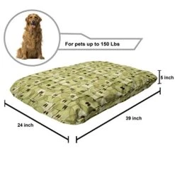Ambesonne Fruits Pet Bed, Abstract Autumn Garden Fresh Natural Food Organic Vegetarian Diet Pattern, Chew Resistant Pad For Dogs And Cats Cushion With Removable Cover, 24" X 39", Khaki Brown -Zoomie Shop 51yTkPzgiAL