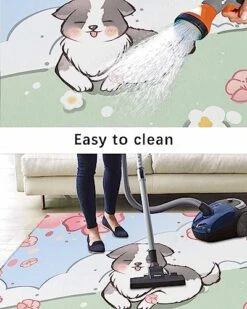 Pet Dogs Indoor Outdoor Rug Waterproof Easy-Cleaning Large Carpet For Patio, Backyard, Deck, Balcony, RV, Kitchen, Non-Slip Area-Rugs 6' X 9'- Brilliant Holiday Flowers With Cute Dogs -Zoomie Shop 51yikRRocRL