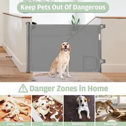 Retractable Dog Gate With Cat Door 55” Wide Retractable Baby Gate With Pet Door 35” Tall Indoor Outdoor Mesh Pet Gate For Cats/Small Dogs Child Safety Gate For Stairs, Doorways, Deck (Grey) 14 Retractable Dog Gate With Cat Door 55” Wide Retractable Baby Gate With Pet Door 35” Tall Indoor Outdoor Mesh Pet Gate For Cats/Small Dogs Child Safety Gate For Stairs, Doorways, Deck (Grey) -Zoomie Shop 51yqw57zupL