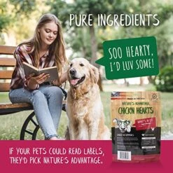Nature's Advantage Chick'n Hearts Dog Treats - Freeze-Dried - All Natural Treat - Made & Sourced In USA - Grain Free - 3.75 Oz Resealable Pouch, Brown (6202)