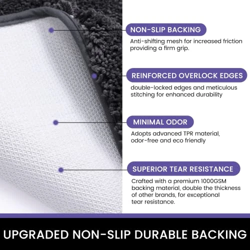 Door Mat Indoor, Dog Mats For Muddy Paws Super Absorbent, Low-Profile Entryway Rug With Non-Slip Backing, Washable Dirty Trapper Inside Entrance Doormat For Shoes, 20" X 32", Dark Gray 5 Door Mat Indoor, Dog Mats For Muddy Paws Super Absorbent, Low-Profile Entryway Rug With Non-Slip Backing, Washable Dirty Trapper Inside Entrance Doormat For Shoes, 20" X 32", Dark Gray - Image 5