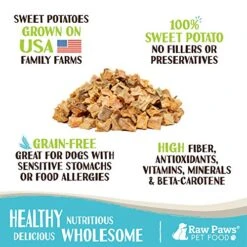 Raw Paws Pet Grain-Free Sweet Potato Training Treats For Dogs, 6-oz - Made In The USA - Vegetarian & Vegan Dog Treats - Natural Sweet Potato Dog Treats - Low Calorie, Gluten Free Puppy Training Treats
