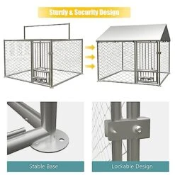 Tmsan Dog Kennel Outdoor, Dog House With Waterproof Roof & Secure Lock, Large Dog Crate Fence, Outside Pet Playpen For Chicken, Rabbit, Cat, 6.67ft -Zoomie Shop 51zL9plDRlL