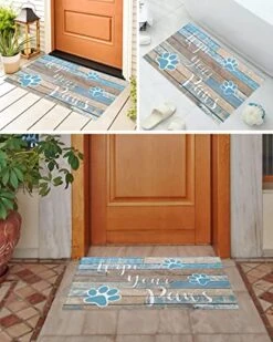 Bathroom Rugs Door Mat Farmhouse Wood Grain Dog Paw Wipe Your Paws Soft Plush Front Door Mat Non-Slip Washable Indoor Door Mats For Entryway, Highly Absorbent Rug For Tub Shower 16x24 Inch -Zoomie Shop 51zaO8ZrFnL
