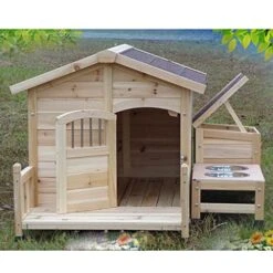 Zuyang Outdoor Wooden Large Dog House Kennel Outdoor Pet Cage Dog House With Dog Food Storage Box Dog Bowl Dog House With Door -Zoomie Shop 51zbdEpQHTL