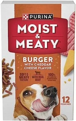 Purina Moist And Meaty Burger With Cheddar Cheese Flavor Dry Soft Dog Food Pouches - 36 Ct. Pouch -Zoomie Shop 51zf6ZcoMML. AC