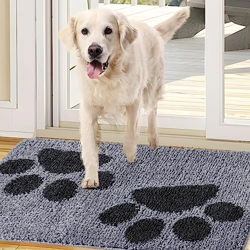 Indoor Door Mat 23.5" X 35.5", Dog Door Mat For Muddy Wet Paws And Shoes, Non-Slip, Absorbent, Dirt Resist Mat, Machine Washable Entrance Rug Low-Profile Inside Entry Doormats For Entryway, Grey 1 Indoor Door Mat 23.5" X 35.5", Dog Door Mat For Muddy Wet Paws And Shoes, Non-Slip, Absorbent, Dirt Resist Mat, Machine Washable Entrance Rug Low-Profile Inside Entry Doormats For Entryway, Grey