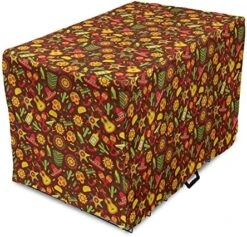 Lunarable Cinco De Mayo Dog Crate Cover, Pattern With Traditional Food Sombrero And Dia De Los Muertos Skull, Easy To Use Pet Kennel Cover For Small Dogs Puppies Kittens, 42 Inch, Multicolor -Zoomie Shop 611qIZM58GL. AC 2