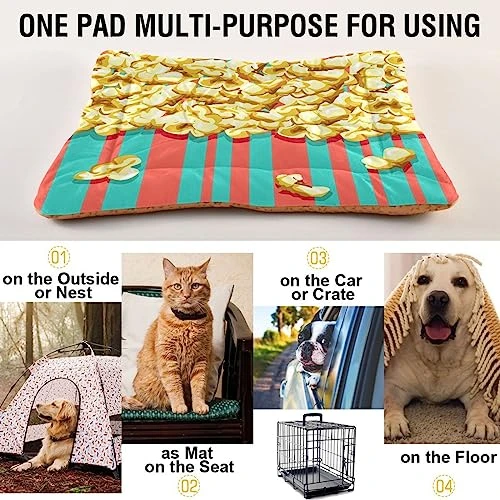 Coikll Popcorn Food Pet Bed Pad Soft Dog Bed Mat With Anti-Slip Bottom, Machine Washable Crate Pad Mattress For Dog Sleeping 5 Coikll Popcorn Food Pet Bed Pad Soft Dog Bed Mat With Anti-Slip Bottom, Machine Washable Crate Pad Mattress For Dog Sleeping - Image 5