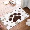 Fandim Fly Durable Natural Rubber Door Mat Duty Welcome Mat Dog Paws Pattern Print Low Profile Floor Mat Non Slip Rugs For Shoe Scraper, Entry, Patio（16x24inch）