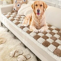 ATHNO Funnyfuzzy Pet Mat Bed Couch Cover,Cream-Coloured Large Plaid Square Pet Mat Bed Couch Cover,Small/Medium/Large Size Non-Slip Thickened Pet Mat For Couch Or Floor,Bed (C,27.6x59.06 In) -Zoomie Shop 614J8hNQXwL. AC 1