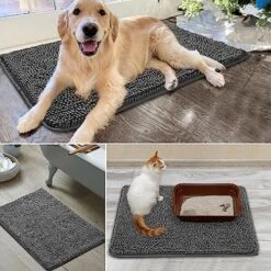 Mrdurns Super Absorbent Chenille Indoor Doormats, Muddy Paws Door Mats For Dirty Dogs Rugs - Absorb Water Quick Dry Machine Washable - Pet Entryway Rugs For Mud Room Front Back Door, 32x20 Grey -Zoomie Shop 6168Q1v3HKL