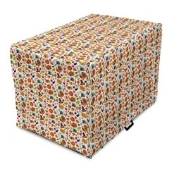 Lunarable Thanksgiving Dog Crate Cover, Food Abundance Autumn Harvest Traditional Celebration Dinner Pattern, Easy To Use Pet Kennel Cover For Small Dogs Puppies Kittens, 30 Inch, Multicolor