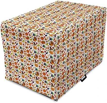 Lunarable Thanksgiving Dog Crate Cover, Food Abundance Autumn Harvest Traditional Celebration Dinner Pattern, Easy To Use Pet Kennel Cover For Small Dogs Puppies Kittens, 30 Inch, Multicolor 7 Lunarable Thanksgiving Dog Crate Cover, Food Abundance Autumn Harvest Traditional Celebration Dinner Pattern, Easy To Use Pet Kennel Cover For Small Dogs Puppies Kittens, 30 Inch, Multicolor - Image 7