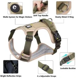 FEimaX Dog Harness No Pull Reflective Pet Vest Harness For Large Dogs Adjustable Breathable No Choke Dog Harnesses With 2 Leash Attachments Control Handle For Walking -Zoomie Shop 619XqRi7PJL