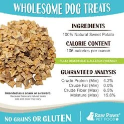 Raw Paws Pet Grain-Free Sweet Potato Training Treats For Dogs, 6-oz - Made In The USA - Vegetarian & Vegan Dog Treats - Natural Sweet Potato Dog Treats - Low Calorie, Gluten Free Puppy Training Treats 5 Raw Paws Pet Grain-Free Sweet Potato Training Treats For Dogs, 6-oz - Made In The USA - Vegetarian & Vegan Dog Treats - Natural Sweet Potato Dog Treats - Low Calorie, Gluten Free Puppy Training Treats -Zoomie Shop 61B8lCDL7YL
