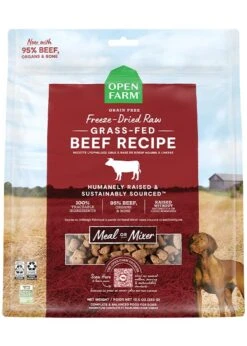 Open Farm Freeze Dried Raw Dog Food, Humanely Raised Meat Recipe With Non-GMO Superfoods And No Artificial Flavors Or Preservatives, Grass Fed Beef Recipe Freeze Dried - 22oz
