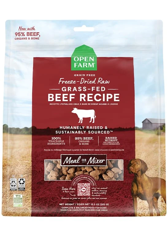 Open Farm Freeze Dried Raw Dog Food, Humanely Raised Meat Recipe With Non-GMO Superfoods And No Artificial Flavors Or Preservatives, Grass Fed Beef Recipe Freeze Dried - 22oz 1 Open Farm Freeze Dried Raw Dog Food, Humanely Raised Meat Recipe With Non-GMO Superfoods And No Artificial Flavors Or Preservatives, Grass Fed Beef Recipe Freeze Dried - 22oz