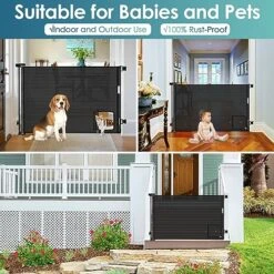 Retractable Baby Gates Retractable Dog Gate With Cat Door Walk Through 55" Wide Baby Gates For Dogs Indoor Baby Gate With Door Outdoor Pet Gate For Cats Cat Gate For Doorway Dog Gate For Stairs, Black 10 Retractable Baby Gates Retractable Dog Gate With Cat Door Walk Through 55" Wide Baby Gates For Dogs Indoor Baby Gate With Door Outdoor Pet Gate For Cats Cat Gate For Doorway Dog Gate For Stairs, Black -Zoomie Shop 61KeeeMmeIL