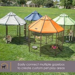 Advantek 5 Foot Portable Indoor Outdoor Metal Dog Gazebo Kennel With Waterproof Cover, Earth Taupe -Zoomie Shop 61KyMMwWfRL