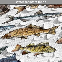 Lunarable Fish Dog Crate Cover, Pattern With Different Fish Realistic Illustration Fishing River Seafood Concept, Easy To Use Pet Kennel Cover For Small Dogs Puppies Kittens, 30 Inch, Multicolor -Zoomie Shop 61L85STMjfL