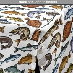 Lunarable Fish Dog Crate Cover, Pattern With Different Fish Realistic Illustration Fishing River Seafood Concept, Easy To Use Pet Kennel Cover For Small Dogs Puppies Kittens, 30 Inch, Multicolor -Zoomie Shop 61QL88cWKpL