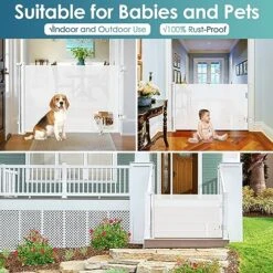 Retractable Baby Gate With Cat Door 55" Wide Baby Gate Indoor Retractable Dog Gate Outdoor Retractable Gate Pet Gates With Walk Through Door Gate Cat Gate For Doorway Baby Gate For Stairs, White 10 Retractable Baby Gate With Cat Door 55" Wide Baby Gate Indoor Retractable Dog Gate Outdoor Retractable Gate Pet Gates With Walk Through Door Gate Cat Gate For Doorway Baby Gate For Stairs, White -Zoomie Shop 61VwWdvFTuL