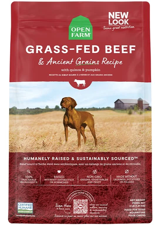 Open Farm Ancient Grains Dry Dog Food, Humanely Raised Meat Recipe With Wholesome Grains And No Artificial Flavors Or Preservatives (Grass-Fed Beef Ancient Grain, 4 Pound (Pack Of 1)) 1 Open Farm Ancient Grains Dry Dog Food, Humanely Raised Meat Recipe With Wholesome Grains And No Artificial Flavors Or Preservatives (Grass-Fed Beef Ancient Grain, 4 Pound (Pack Of 1))