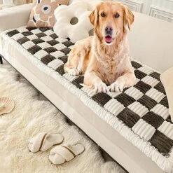 ATHNO Funnyfuzzy Pet Mat Bed Couch Cover,Cream-Coloured Large Plaid Square Pet Mat Bed Couch Cover,Small/Medium/Large Size Non-Slip Thickened Pet Mat For Couch Or Floor,Bed (C,27.6x59.06 In) -Zoomie Shop 61XKPSJCtAL. AC 1