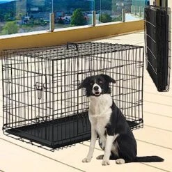 BLKMTY Foldable Dog Crate Wire Metal Dog Cage Large 30" Dog Kennel W/Divider Panel Double-Door Animal Segregation Cage Pet Crate W/Tray Dog Crates Indoor Outdoor Travel Camping Pet Playpen -Zoomie Shop 61bHTXCp79L. AC