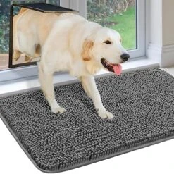 Mrdurns Super Absorbent Chenille Indoor Doormats, Muddy Paws Door Mats For Dirty Dogs Rugs - Absorb Water Quick Dry Machine Washable - Pet Entryway Rugs For Mud Room Front Back Door, 32x20 Grey -Zoomie Shop 61bhTn3UH4L. AC