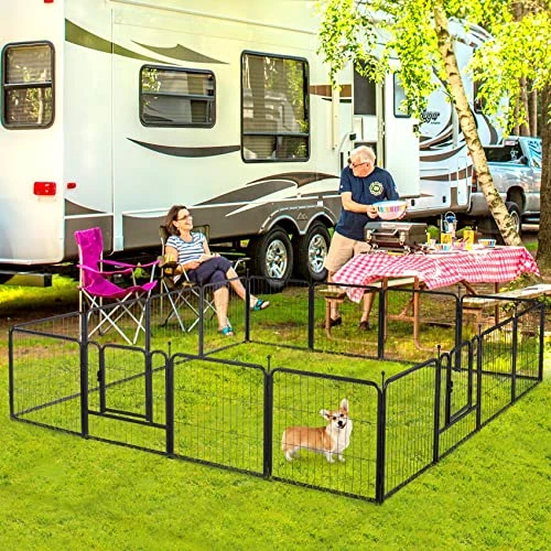 TMEE Dog Playpens 8/16 Panels Dog Pen Outdoor Indoor Dog Fence Exercise Pen 24 Inch Height Pet Play Yard Gate With Doors For Small Dogs/Puppies, Pet Playpen For RV, Camping, Yard, 8 Pcs 3 TMEE Dog Playpens 8/16 Panels Dog Pen Outdoor Indoor Dog Fence Exercise Pen 24 Inch Height Pet Play Yard Gate With Doors For Small Dogs/Puppies, Pet Playpen For RV, Camping, Yard, 8 Pcs - Image 3