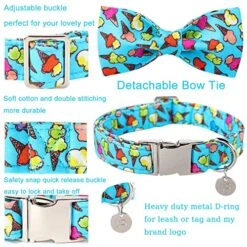 UP URARA PUP Summer Dog Collar With Bow Tie, Cotton Cute Bowtie Dog Collar, Summer Bowtie Collar For Small Boy Girl Dog, Comfortable Blue Dog Collar With Metal Buckle, S, Neck 10-16in 17 UP URARA PUP Summer Dog Collar With Bow Tie, Cotton Cute Bowtie Dog Collar, Summer Bowtie Collar For Small Boy Girl Dog, Comfortable Blue Dog Collar With Metal Buckle, S, Neck 10-16in -Zoomie Shop 61e7gST3gxL