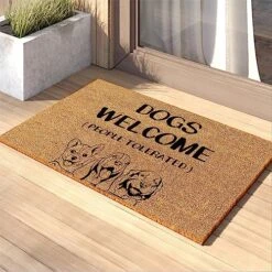 Nexivoryx Pet Door Mat Dogs Welcome Prople Tolerated Pet Rugs And Mats Outdoor Pet Rug Bathroom Door Mat Entrance Mat Indoor Dog Food Rug Foyer Rug Welcome Mat 30"(W) X 18"(L) -Zoomie Shop 61gXw6HdtoL