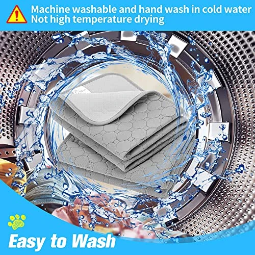Waterproof Dog Food Mat Non-Slip - Pack Of 2 Dog Bowl Mat Absorbent Pet Feeding Mats Washable Pee Pads For Puppies Cats, Solid Grey 24" X 16" 2 Waterproof Dog Food Mat Non-Slip - Pack Of 2 Dog Bowl Mat Absorbent Pet Feeding Mats Washable Pee Pads For Puppies Cats, Solid Grey 24" X 16" - Image 2