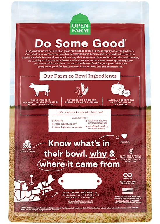 Open Farm Ancient Grains Dry Dog Food, Humanely Raised Meat Recipe With Wholesome Grains And No Artificial Flavors Or Preservatives (Grass-Fed Beef Ancient Grain, 4 Pound (Pack Of 1)) 2 Open Farm Ancient Grains Dry Dog Food, Humanely Raised Meat Recipe With Wholesome Grains And No Artificial Flavors Or Preservatives (Grass-Fed Beef Ancient Grain, 4 Pound (Pack Of 1)) - Image 2