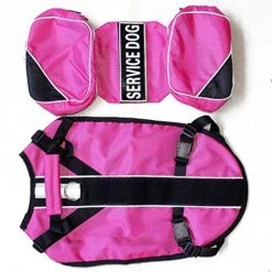 Pimaodog Dog Saddlebag Backpack, Back Pack Dog Harness, Camping & Travel Vest Harness, Reflective Hound Hiking Backpack Saddle Bag Lightweight, For Medium & Large Dogs (Hot Pink, L Girth 26-31") -Zoomie Shop 61k1fiygOdL